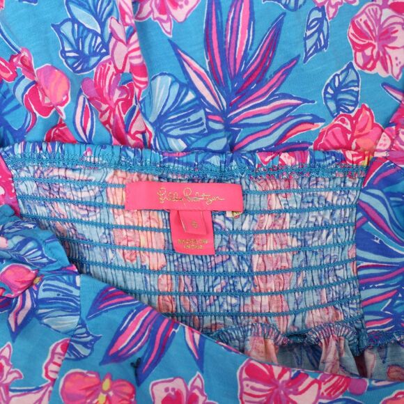 Lilly Pulitzer Delaney Short Sleeve Mini Dress Cumulus Blue Printed S-6 279602 - Picture 14 of 15